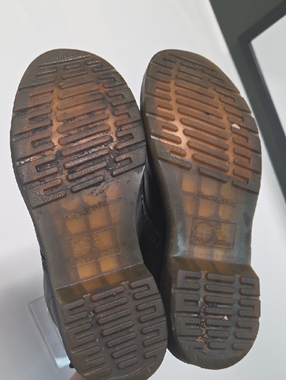 Dr. Martens Black Leather 8-Eye Lace Boots with Yellow Stitching Size 8 - Picture 5 of 8